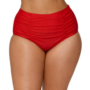 Raisins Womens Curve Costa Swim Bikini Bottoms Red Size 24 W 16046